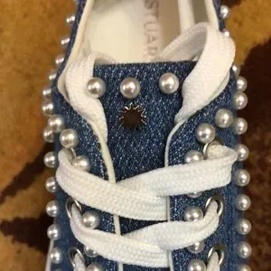 Stuart Weitzman Shoes Sw Denim And Pearl Sneakers Poshmark